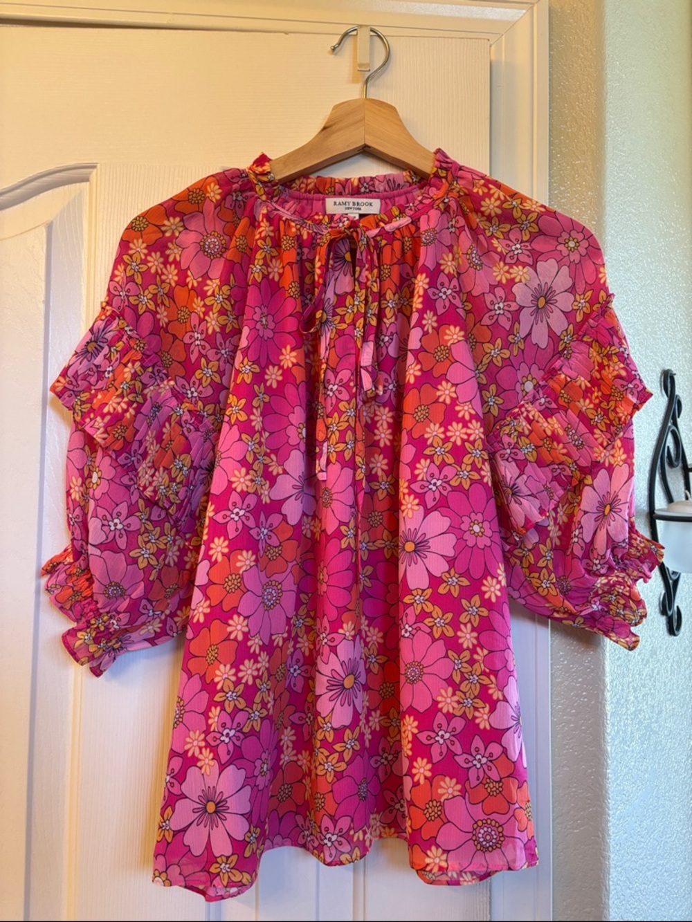 Ramy Brook Eugenia Blouse With Ruffled Sleeves
